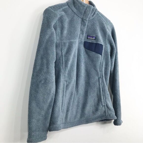 Patagonia Re-Tool Light Blue Navy Snap T Synchilla Pullover Fleece - Picture 3 of 16
